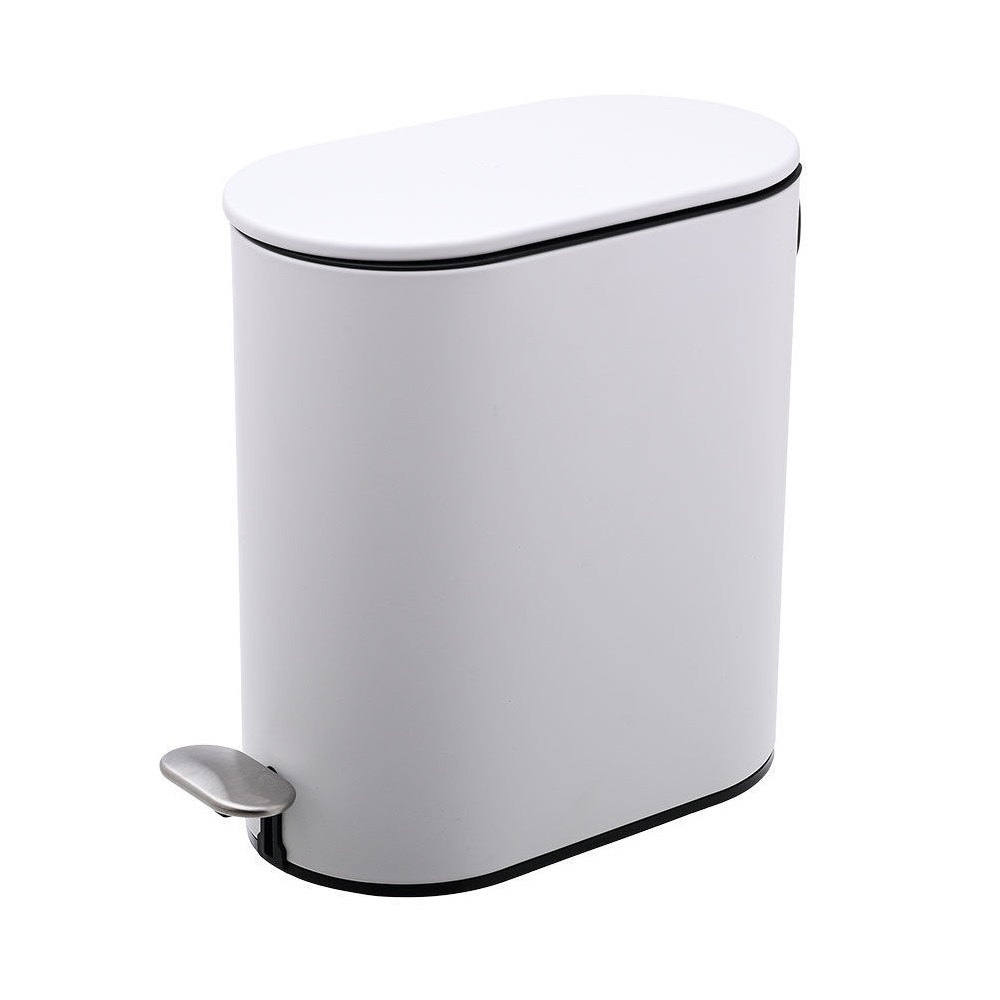 Χαρτοδοχείο Μπάνιου Μεταλλικό Slim Οβάλ Soft Close 5Lt Λευκό Ματ εstia Home Art 02-14575 - 2