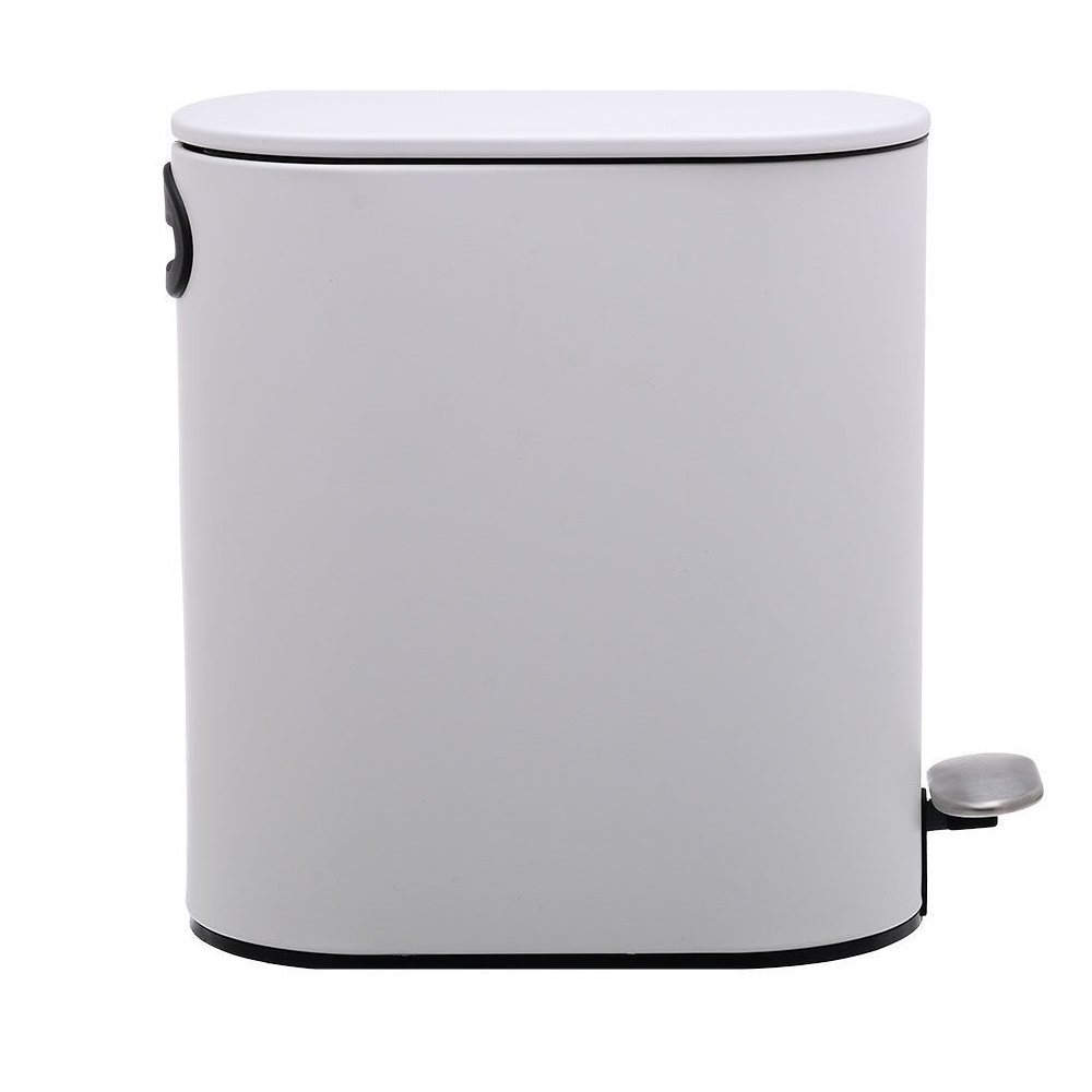 Χαρτοδοχείο Μπάνιου Μεταλλικό Slim Οβάλ Soft Close 5Lt Λευκό Ματ εstia Home Art 02-14575 - 3