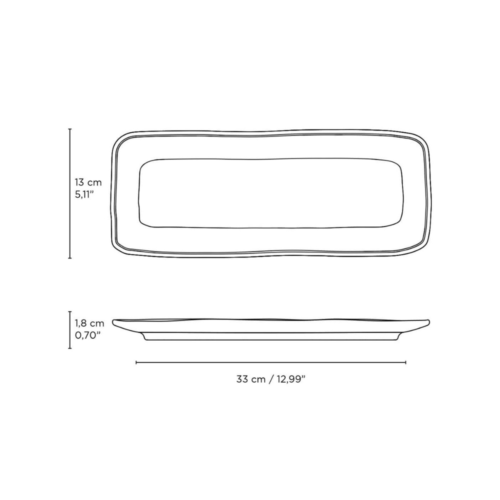 Πιατέλα Πορσελάνη Ορθογώνια ORGANIC TITANIUM 33x13cm No 4451 Porto Brazil 0744451 - 4