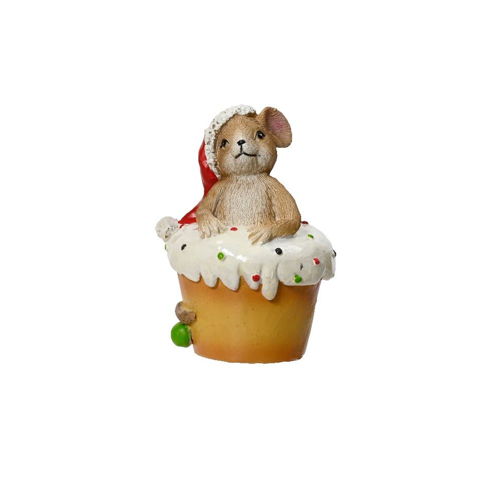 Διακοσμητικό Ποντίκι Σε Cupcake Polyresin 10,7x12,5xH8,5cm Kaemingk 530839-3 - 