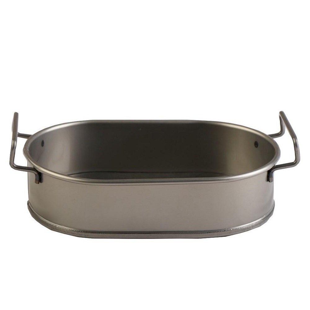 Δίσκος Οβάλ Μεταλλικός Λαδί Με Λαβές 22,5x21xH5cm Industrial Espiel TEM203 - 