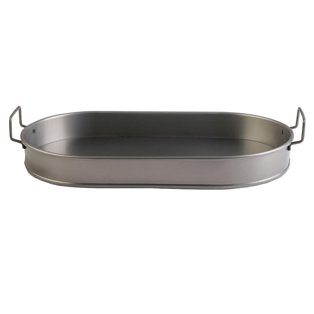 Δίσκος Οβάλ Μεταλλικός Λαδί Με Λαβές 41x21xH4,5cm Large Industrial Espiel TEM204 - 