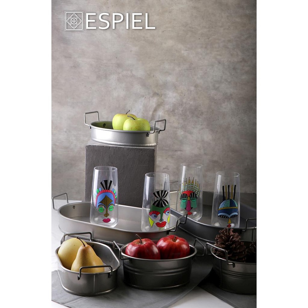 Δίσκος Οβάλ Μεταλλικός Λαδί Με Λαβές 36x19xH5cm Medium Industrial Espiel TEM205 - 2