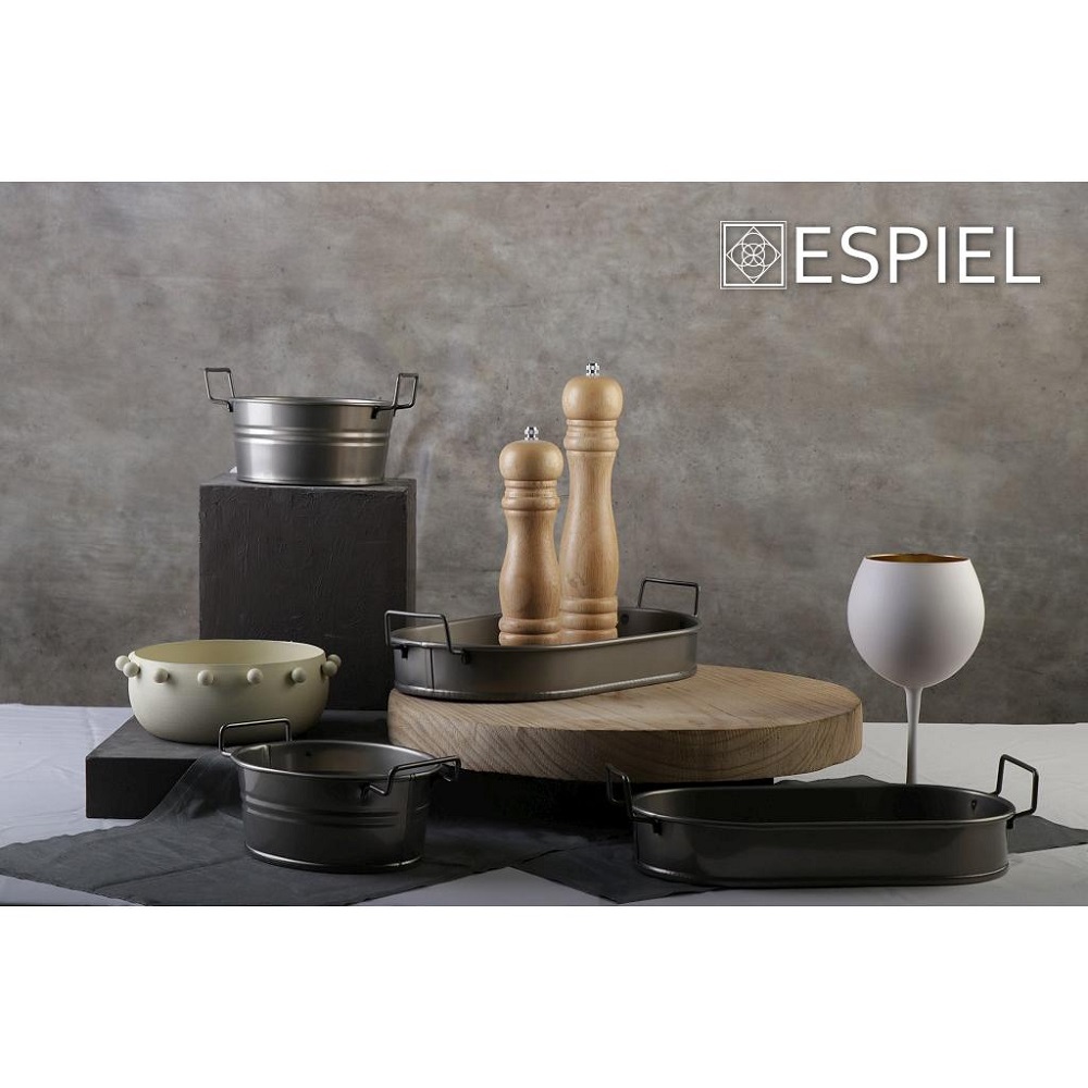 Δίσκος Οβάλ Μεταλλικός Λαδί Με Λαβές 36x19xH5cm Medium Industrial Espiel TEM205 - 4