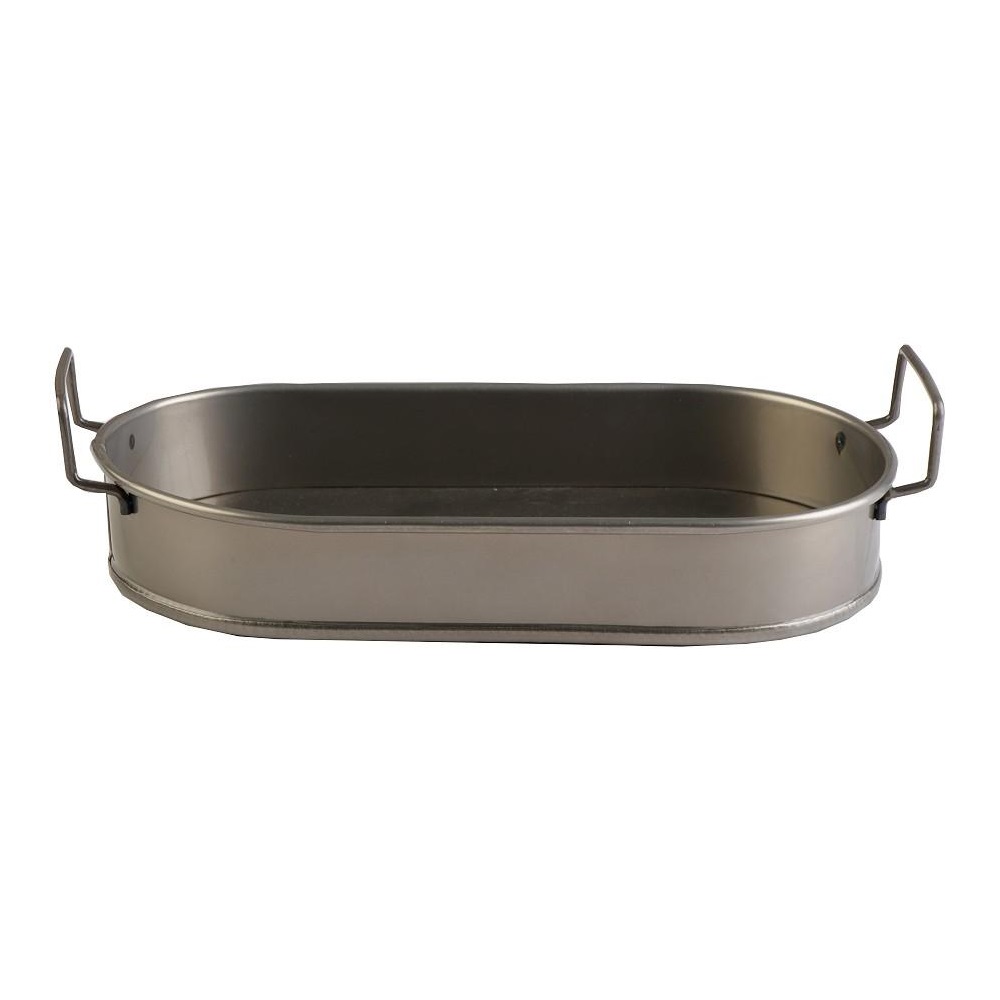 Δίσκος Οβάλ Μεταλλικός Λαδί Με Λαβές 32x15xH5cm Small Industrial Espiel TEM206 - 