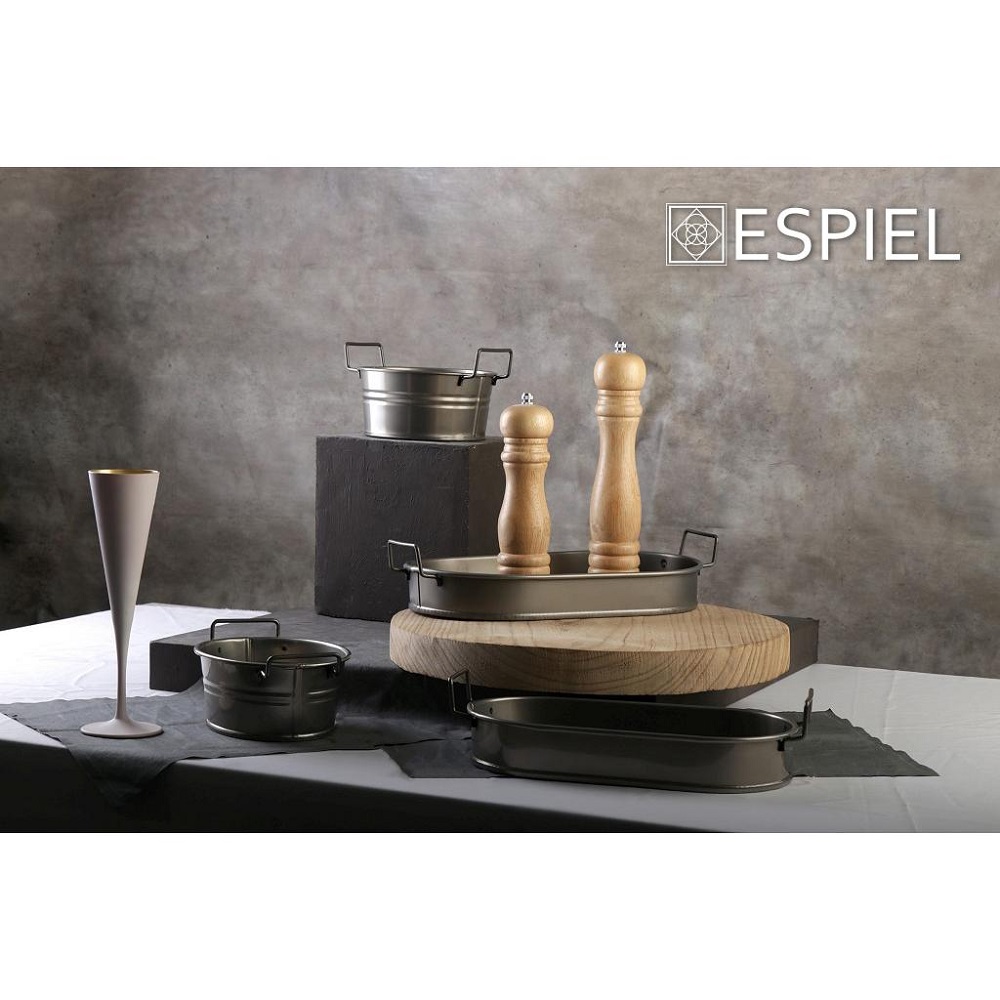 Δίσκος Οβάλ Μεταλλικός Λαδί Με Λαβές 32x15xH5cm Small Industrial Espiel TEM206 - 2
