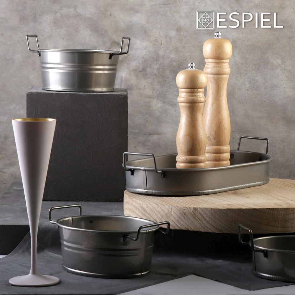 Δίσκος Οβάλ Μεταλλικός Λαδί Με Λαβές 32x15xH5cm Small Industrial Espiel TEM206 - 3