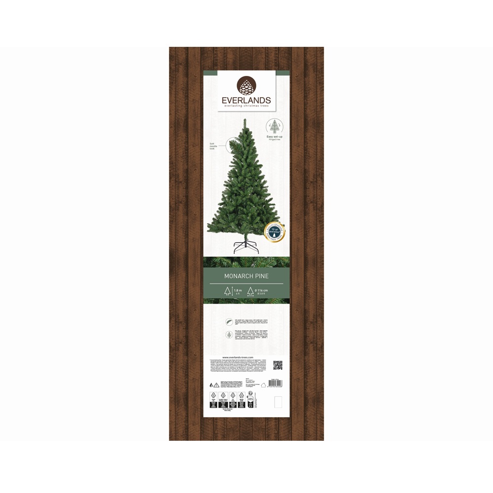 Χριστουγεννιάτικο Δέντρο Monarch Pine Πράσινο 180cm PVC με Μεταλλική Βάση Everlands 684147 - 3