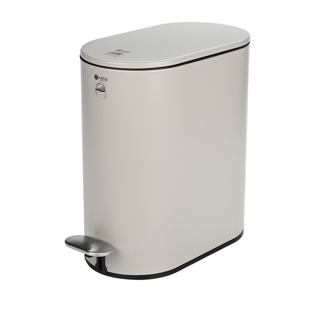 Χαρτοδοχείο Μπάνιου Slim Οβάλ Soft Close 5Lt Taupe Ματ εstia Home Art 02-19129 - 2