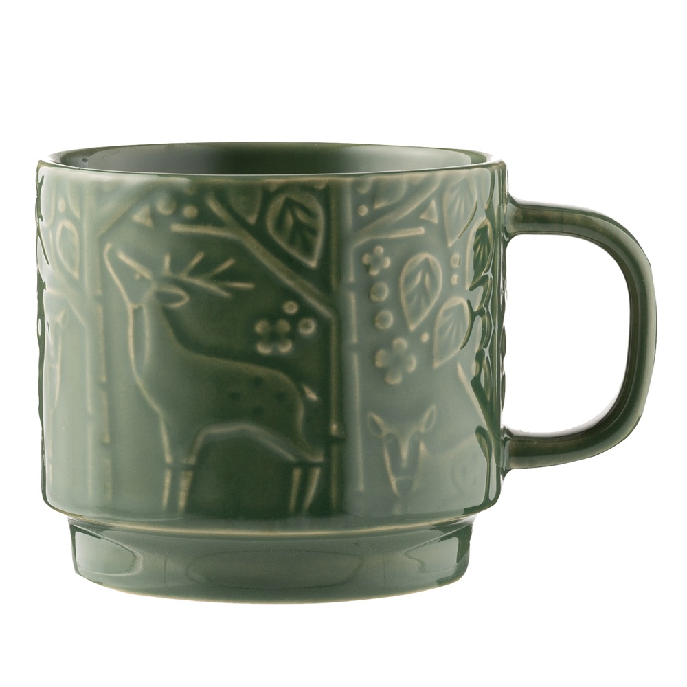 Κούπα Stoneware 300ml με Ανάγλυφα Σχέδια – Πράσινη – Forest – Mason Cash 2002.236 - 