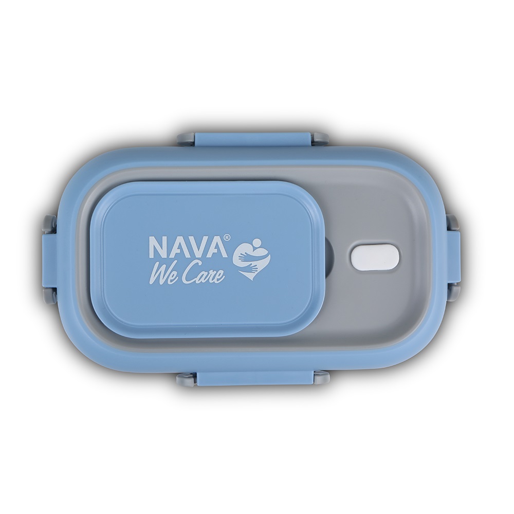 Φαγητοδοχείο Ορθογώνιο Ανοξείδωτο 800ml Μπλε 21,5x13,5xH7cm We Care Nava 10-262-006 - 2