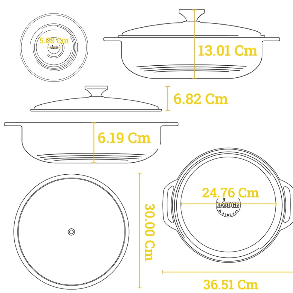 Κατσαρόλα - Γάστρα Μαντεμένια Εμαγιέ 3,4Lt Oyster 3.6 Quart Essential Enamel Lodge EC3CC13 - 4