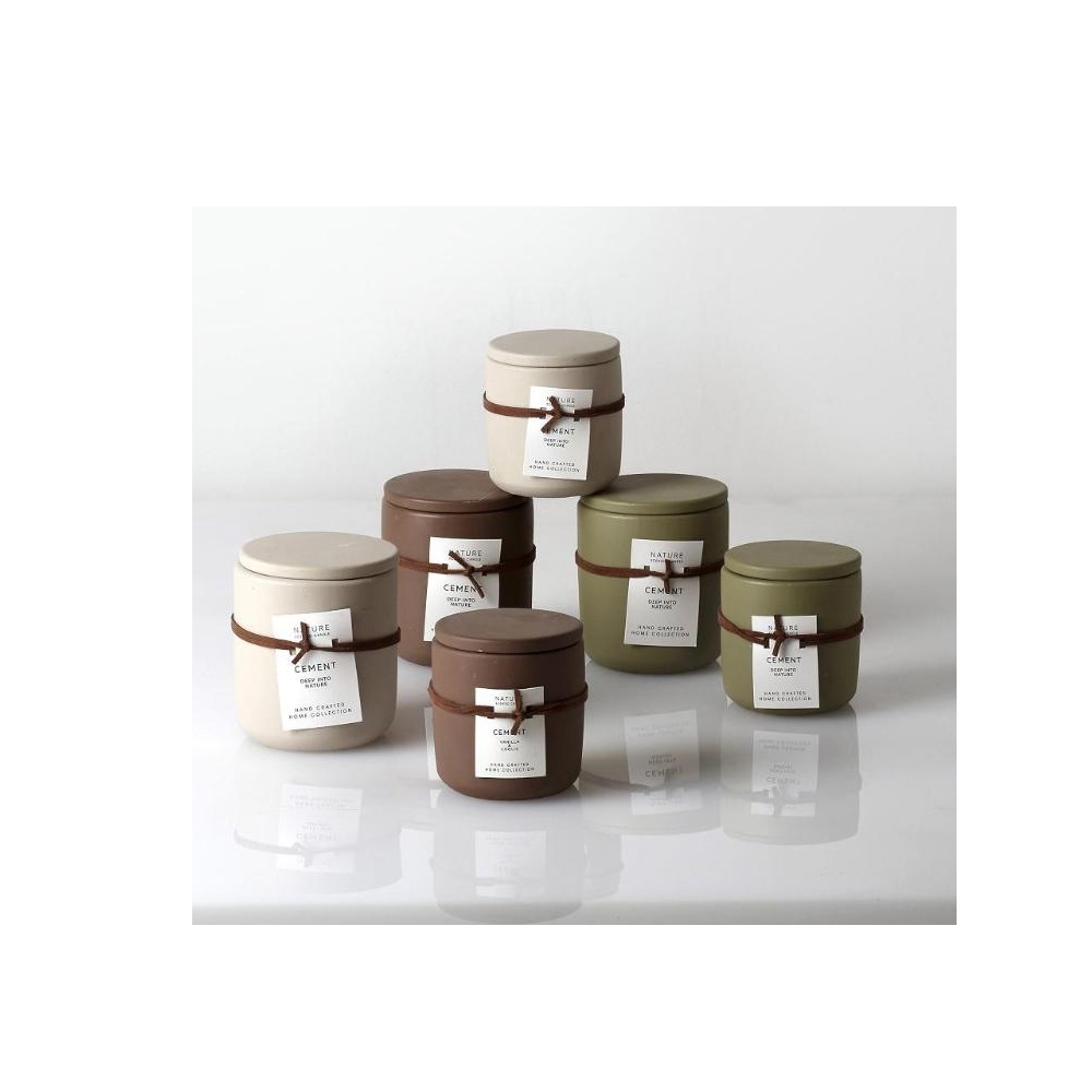Αρωματικό Κερί Vanilla & Cookie 2% σε Τσιμεντένιο Δοχείο με Καπάκι Γκρι 7,7x8εκ 14 Ώρες Καύσης Espiel FRS101 - 2