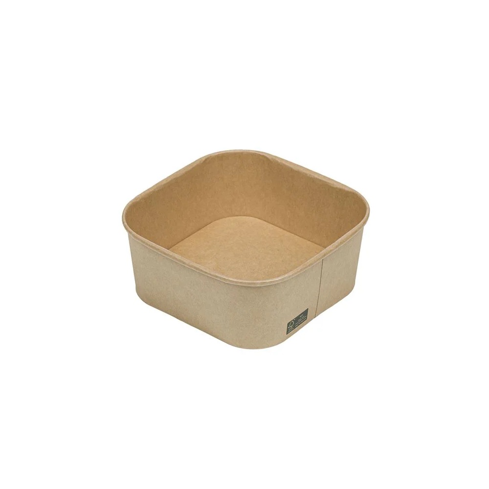 Σκεύος Φαγητού Kraft FSC Τετράγωνο 750ml 16,7x16,7x4,4cm 50τμχ Intertan QKSB750 - 