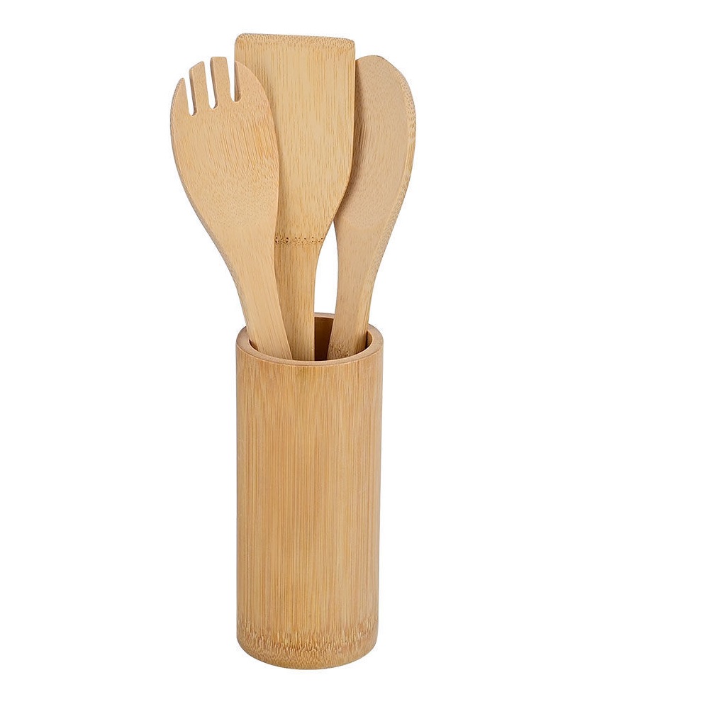 Εργαλεία Μαγειρικής Με Θήκη 4 τμχ Bamboo Essentials εstia Home Art 02-18191 - 