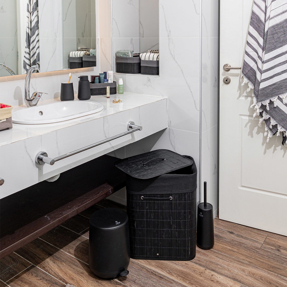 Καλάθι Οργάνωσης Μαύρο Με Εσωτερική Επένδυση 30x20xH12cm Bamboo Essentials εstia Home Art 02-19693 - 5