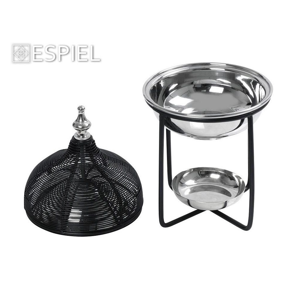 Σκεύος Chaffing Dish Με Βάση & Καπάκι Μάυρο Ανοξείδωτο/Σίδηρο Φ15xH31cm Oriental Espiel TAF115 - 2