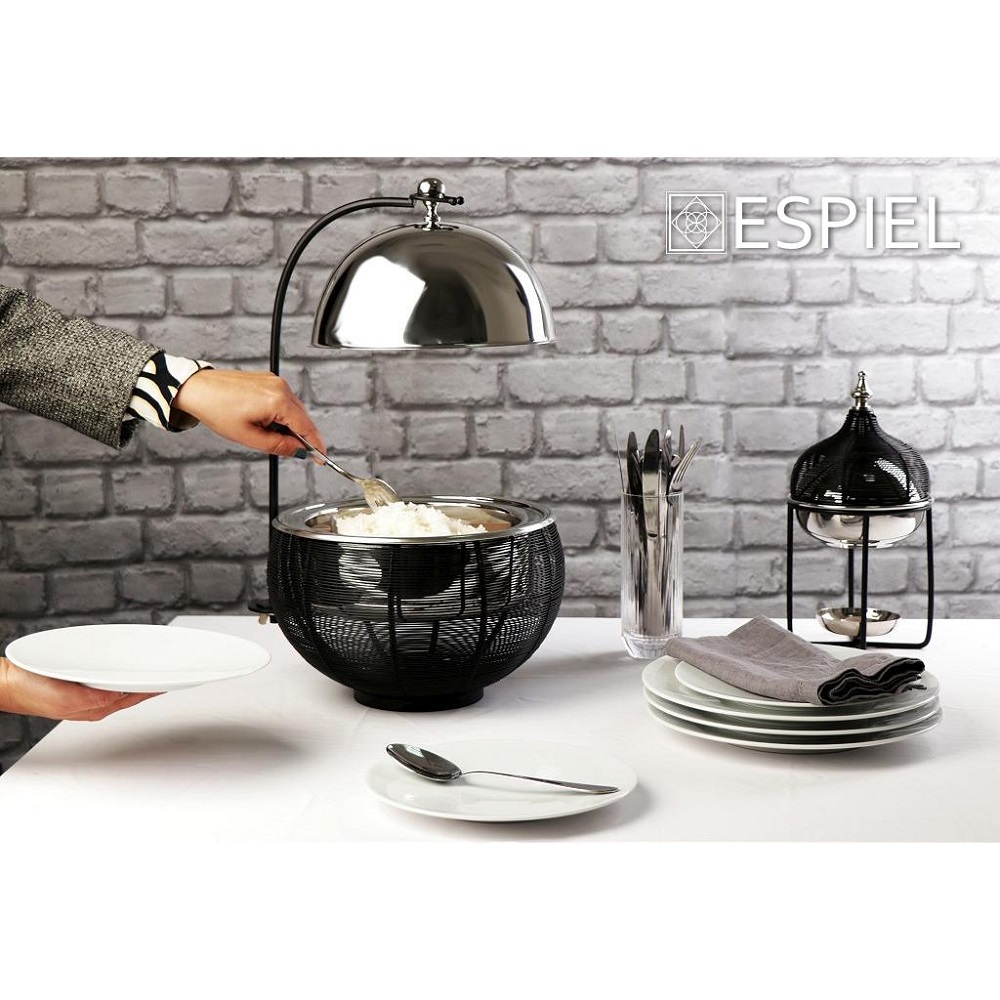 Σκεύος Chaffing Dish Με Βάση & Καπάκι Μάυρο Ανοξείδωτο/Σίδηρο Φ15xH31cm Oriental Espiel TAF115 - 5