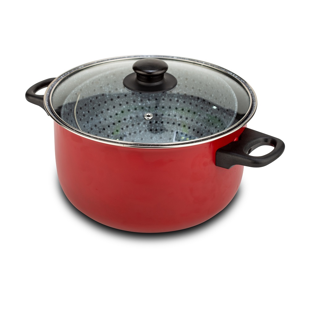 Κατσαρόλα - Ατμομάγειρας Απο Ατσάλι Φ22cm 4,5Lt Αντικολλητική Taurus Nava 10-103-134 - 1