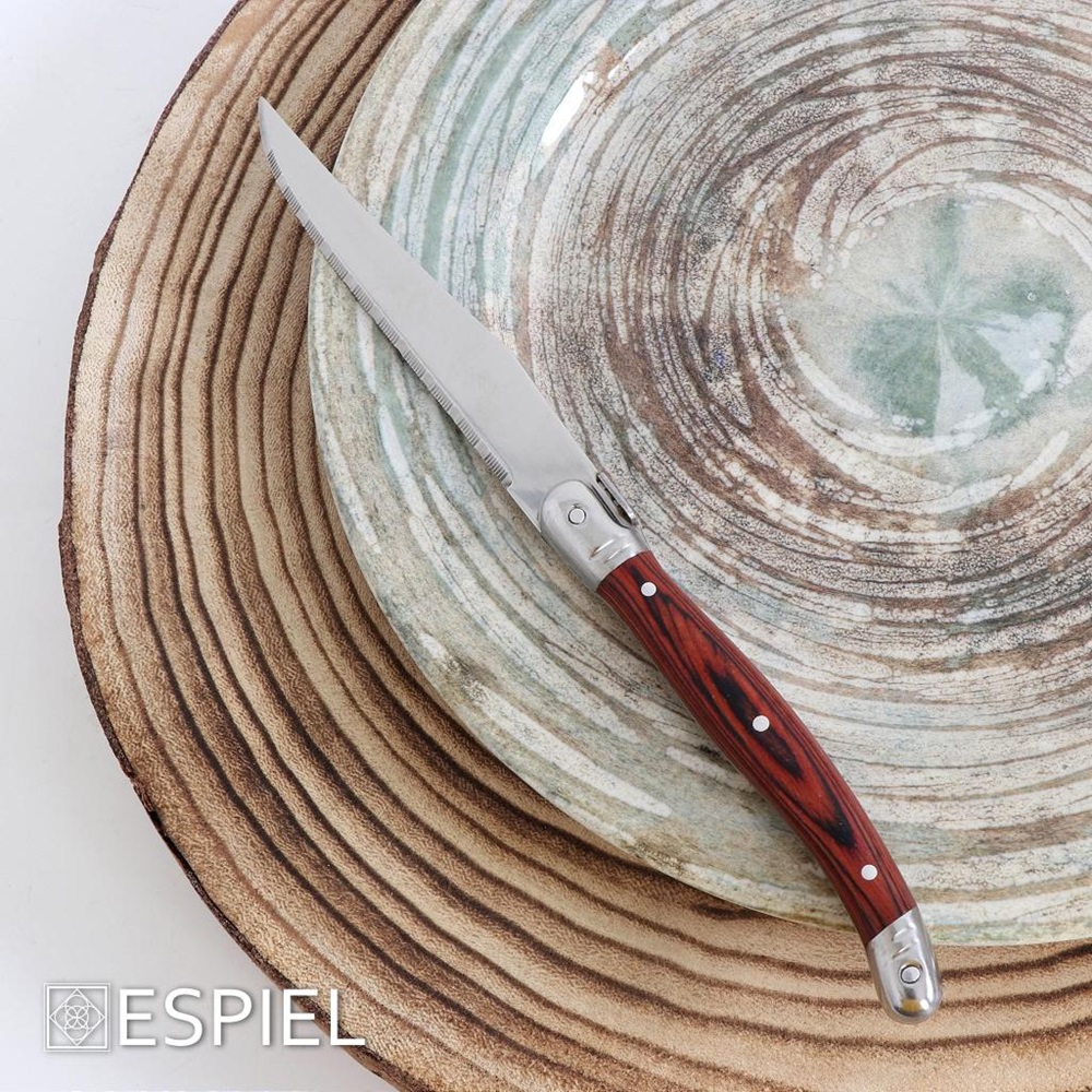 Μαχαίρι Steak Ανοξείδωτο 23x1,5cm Με Πλαστική Λαβή Σε Χρώμα Ξύλου Antique Cut Espiel STK112 - 2