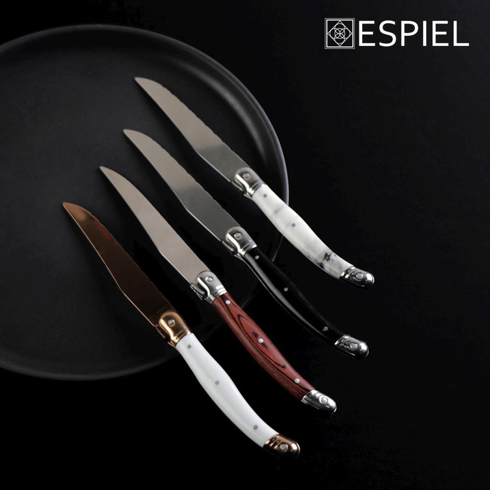 Μαχαίρι Steak Ανοξείδωτο 23x1,5cm Με Πλαστική Λαβή Σε Χρώμα Ξύλου Antique Cut Espiel STK112 - 3