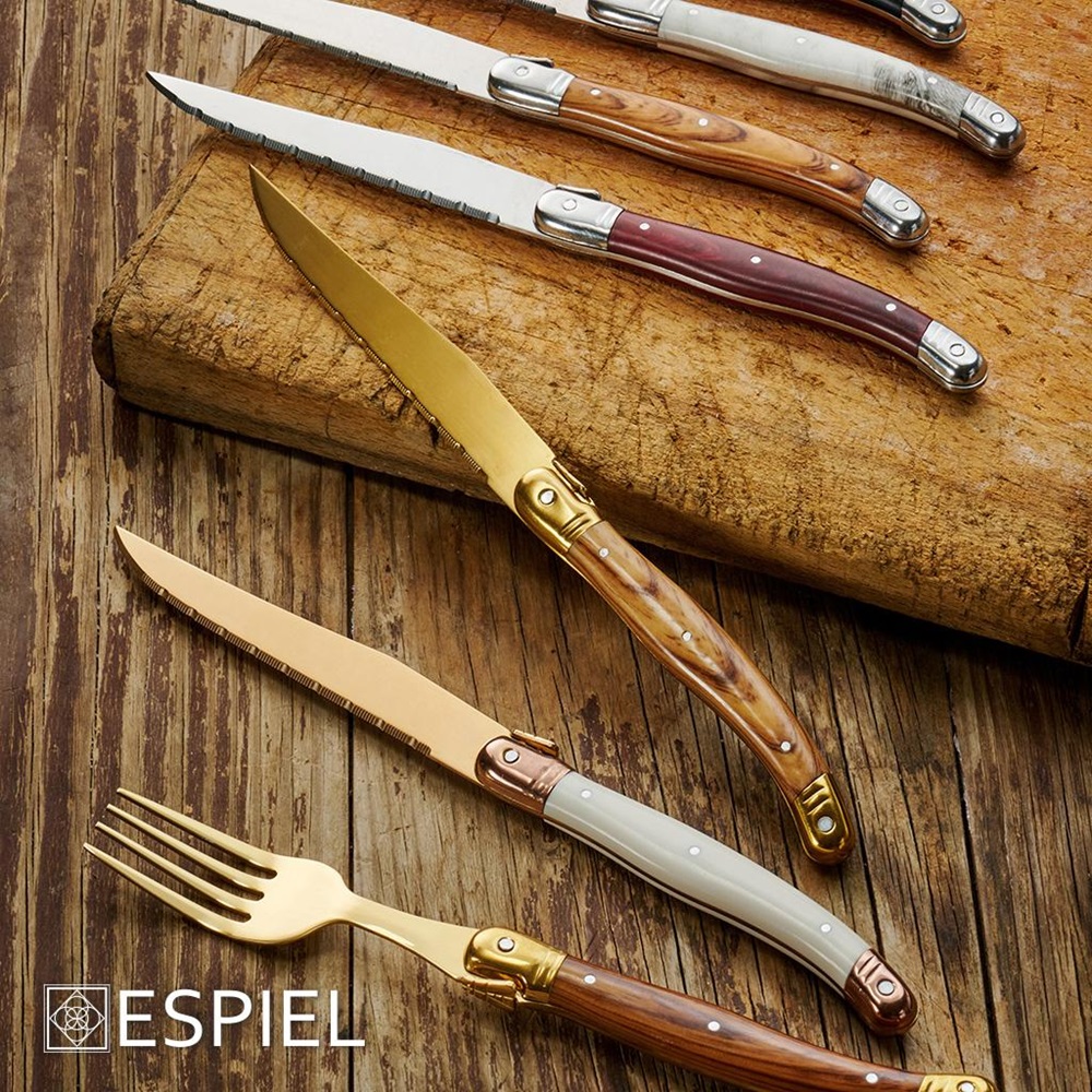 Μαχαίρι Steak Ανοξείδωτο 23x1,5cm Με Πλαστική Λαβή Σε Χρώμα Ξύλου Antique Cut Espiel STK112 - 4