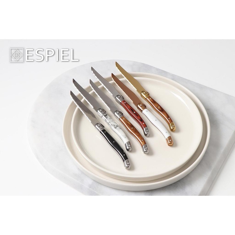 Μαχαίρι Steak Ανοξείδωτο 23x1,5cm Με Πλαστική Λαβή Σε Χρώμα Ξύλου Antique Cut Espiel STK112 - 5