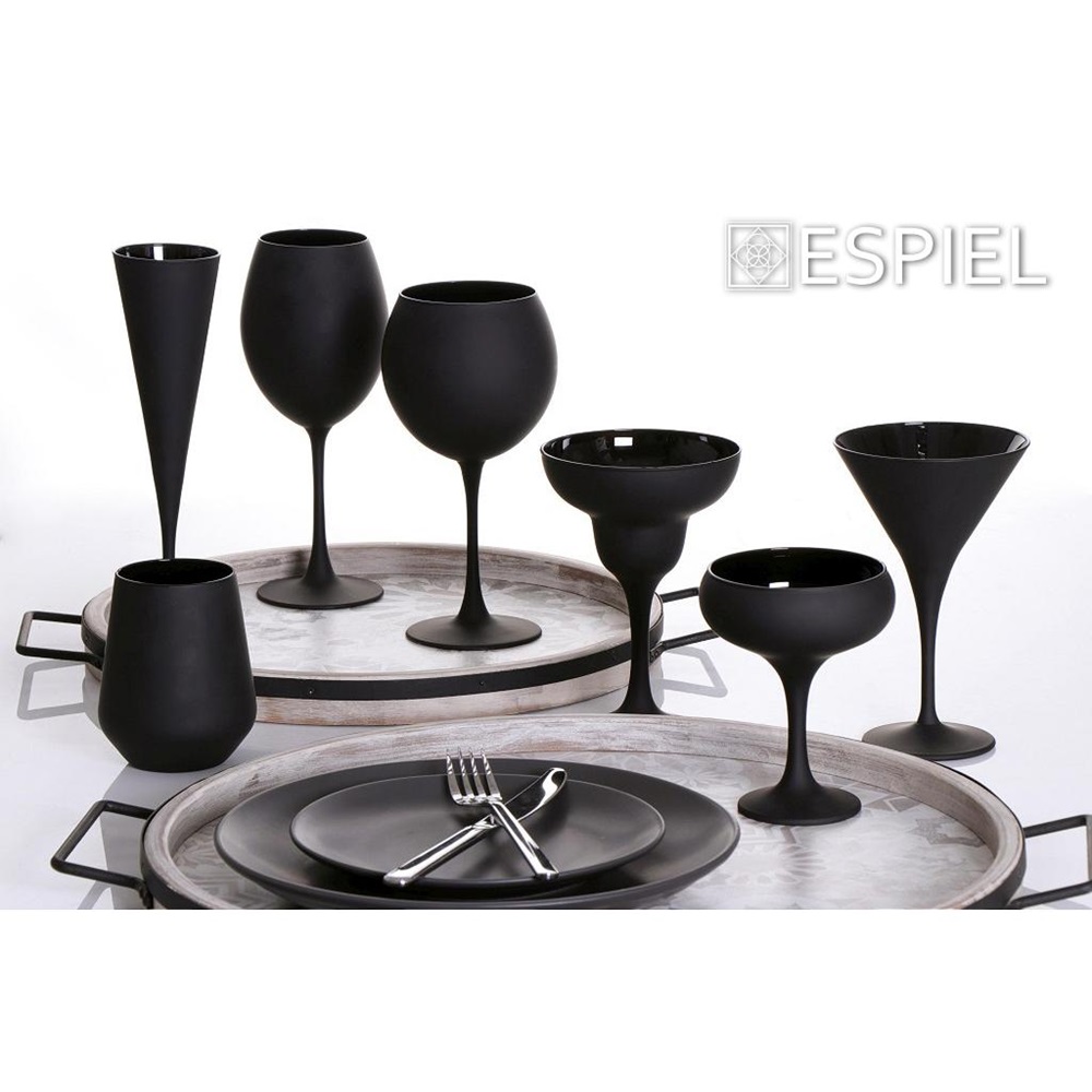 Ποτήρι Γυάλινο Σαμπάνιας Coupe Μαύρο Ματ 270ml Φ9,5xH13,2cm Espiel RAB329 - 3