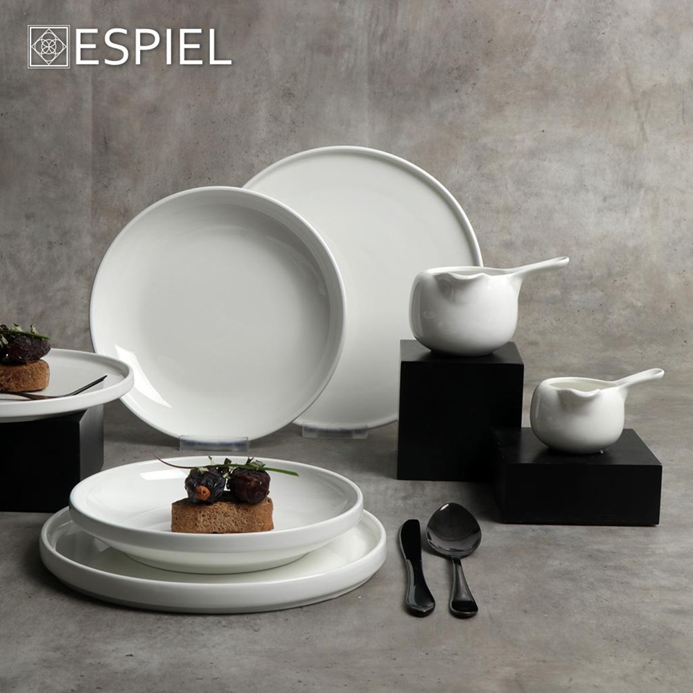 Πιάτο Πορσελάνης Ρηχό Step Φ21xH2cm Ivory Monaco Espiel FUK112 - 5