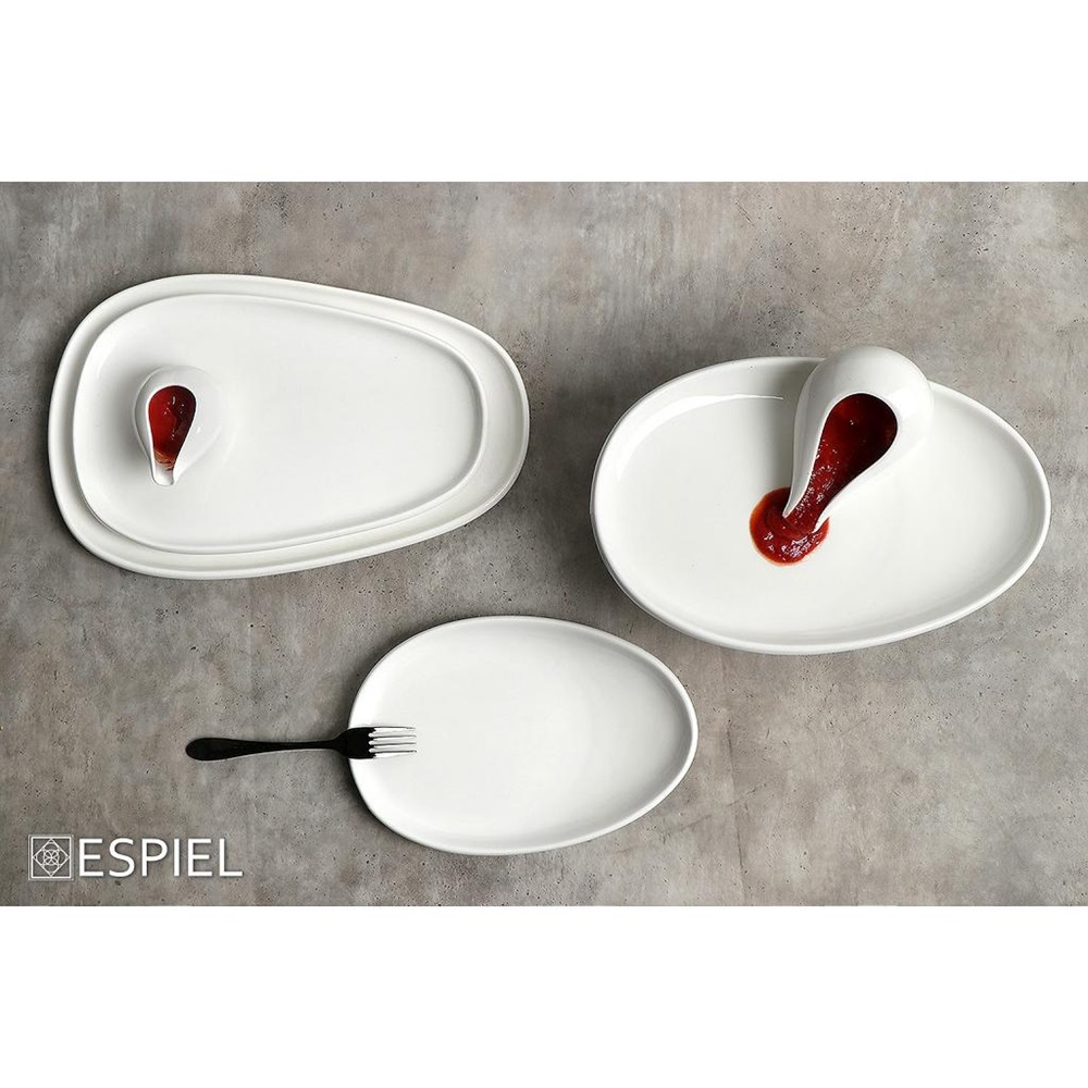Πιατέλα Πορσελάνης Ρηχή Τριγωνική 37x24xH2cm Ivory Siders Espiel FUK122 - 3