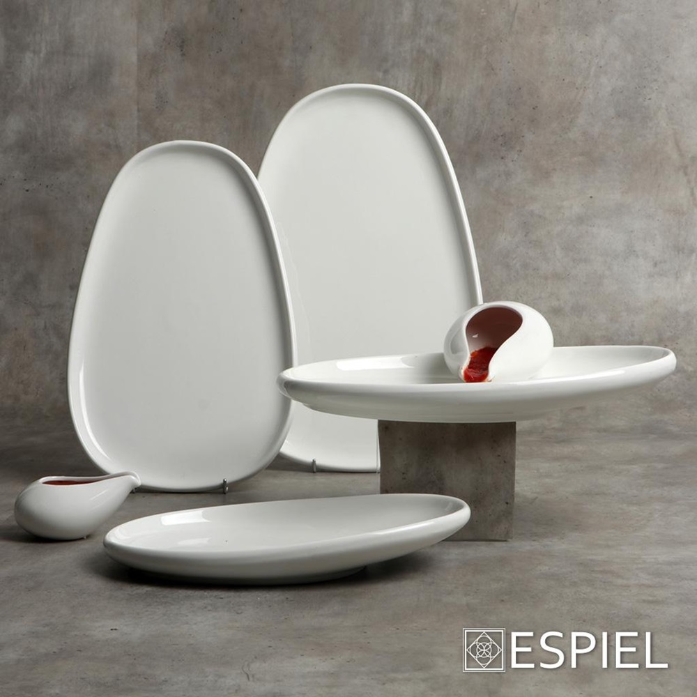 Πιατέλα Πορσελάνης Ρηχή Τριγωνική 37x24xH2cm Ivory Siders Espiel FUK122 - 4
