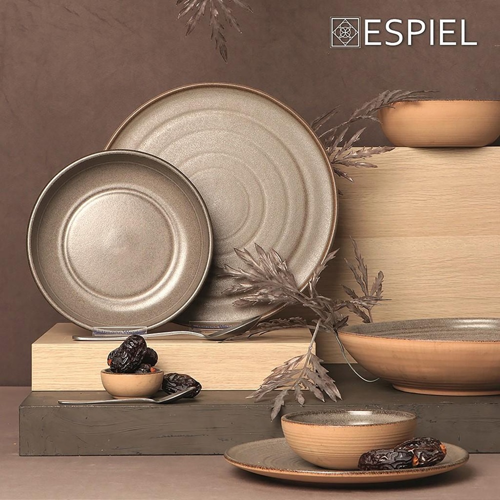 Πιάτο Stoneware Ρηχό Φ22,7xH2cm Beige Calabria Espiel REP109 - 2