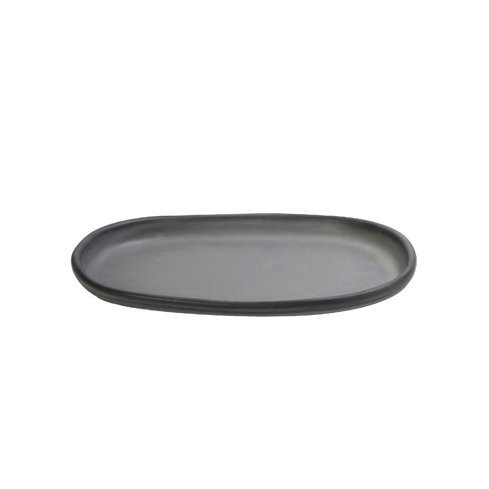 Πιάτο Stoneware Ρηχό Οβάλ 21x13,5xH2cm Σκούρο Γκρι Canyon Espiel GMT401 - 