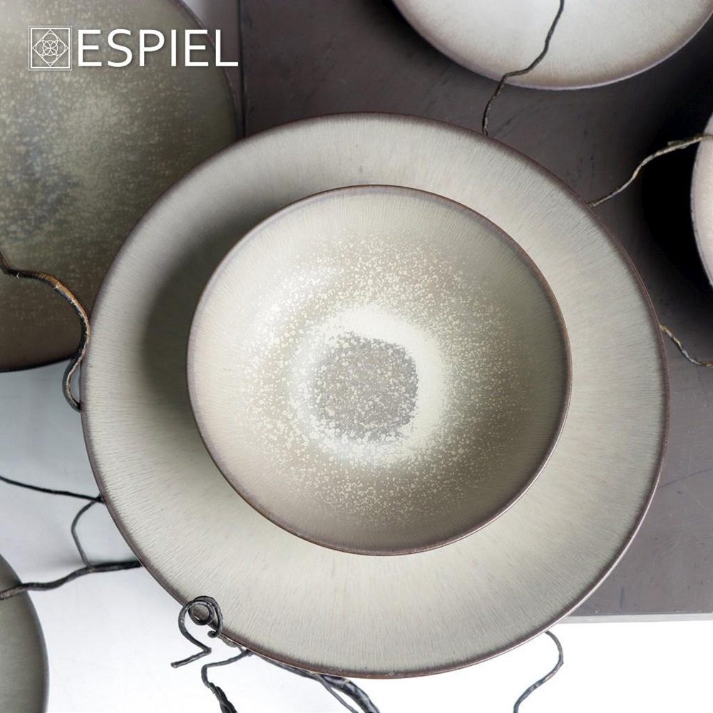 Πιάτο Stoneware Βαθύ Φ26,5xH6cm Μπεζ / Καφέ Sensation Espiel GMT420 - 3