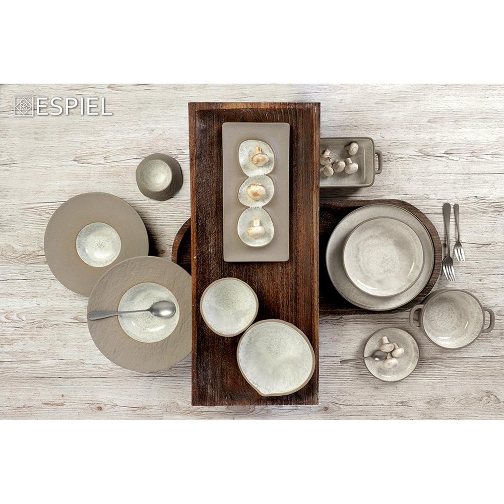 Πιάτο Stoneware Βαθύ Step Φ15,3xH2,7cm Μπεζ Spirit Espiel NIC704 - 2