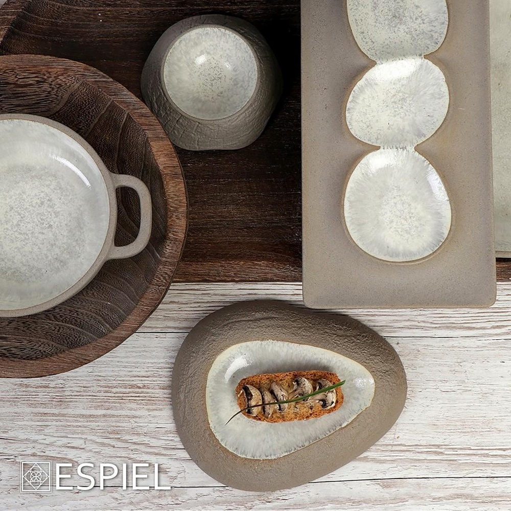 Μπολάκι - Ντιπάκι Stoneware Στρογγυλό Μπεζ Φ12,5xH3,5cm "Rock" Spirit Espiel NIC709 - 5
