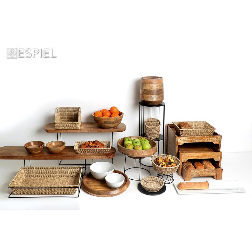 Ψωμιέρα Συνθετικό Rattan Ορθογώνιο M Μπεζ 24x16x6 cm ESPIEL KOD102 - 2