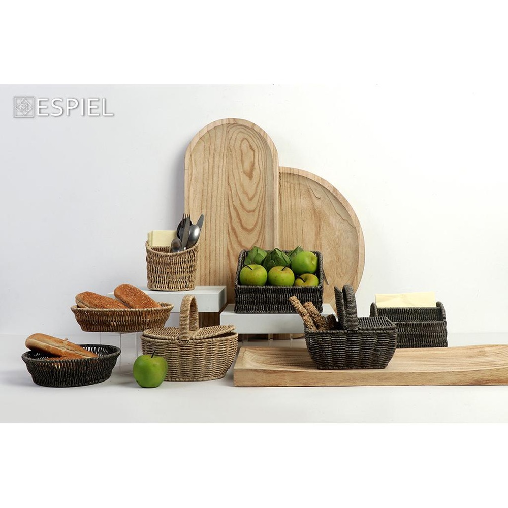 Ψωμιέρα Συνθετικό Rattan Ορθογώνιο M Μπεζ 24x16x6 cm ESPIEL KOD102 - 3