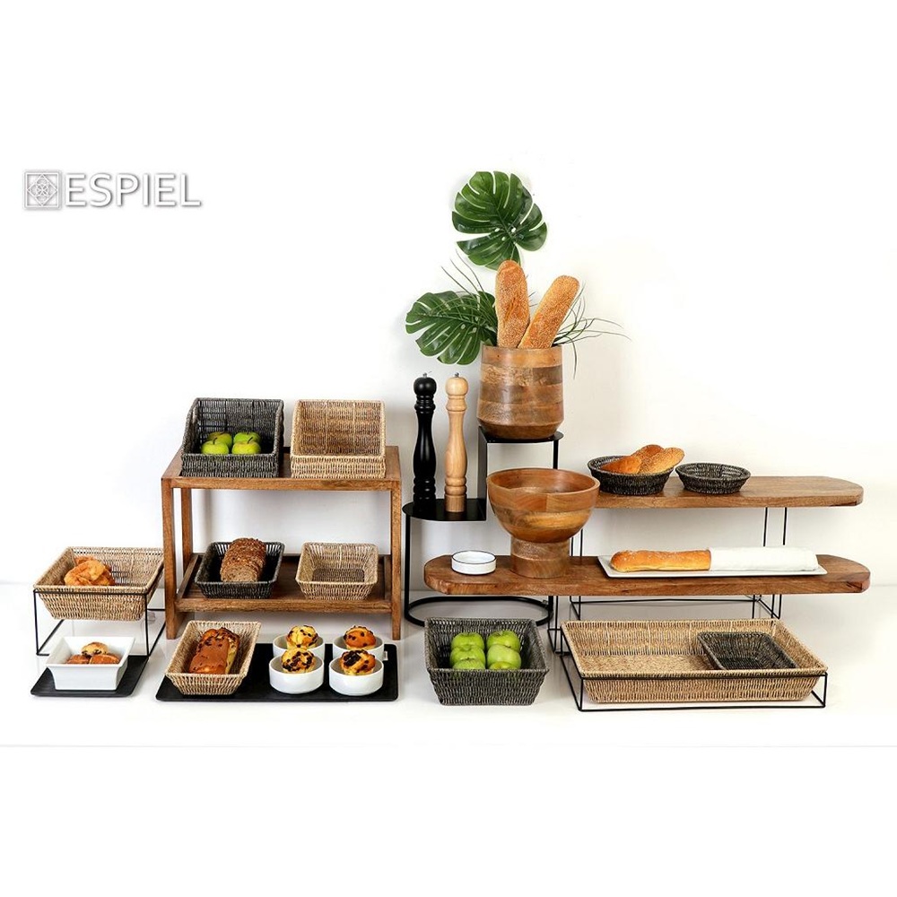 Ψωμιέρα Συνθετικό Rattan Ορθογώνιο M Μπεζ 24x16x6 cm ESPIEL KOD102 - 4
