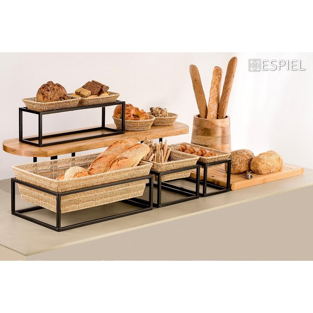 Ψωμιέρα Συνθετικό Rattan Ορθογώνιο M Μπεζ 24x16x6 cm ESPIEL KOD102 - 5