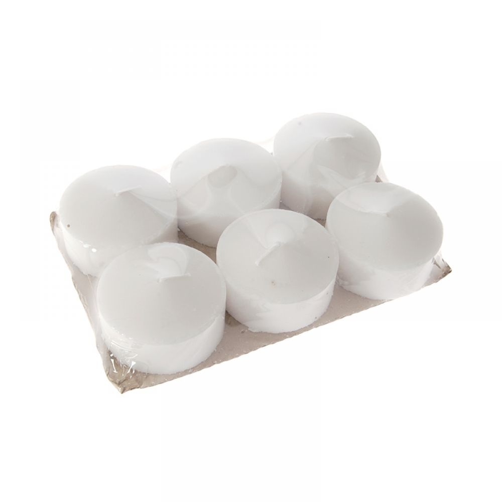 Λευκά Κεριά Σετ 6τμχ | Παραφίνης | 8x4.5εκ | 18 Ώρες Καύσης iliadis 33343