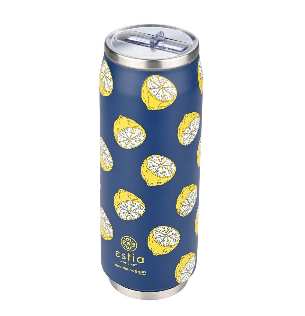 Ποτήρι Ισοθερμικό Citrus Infusion Διπλού Τοιχώματος Ανοξείδωτο 18/8 500ml Με Καλαμάκι Save the Aegean εstia Home Art 01-22693 - 2