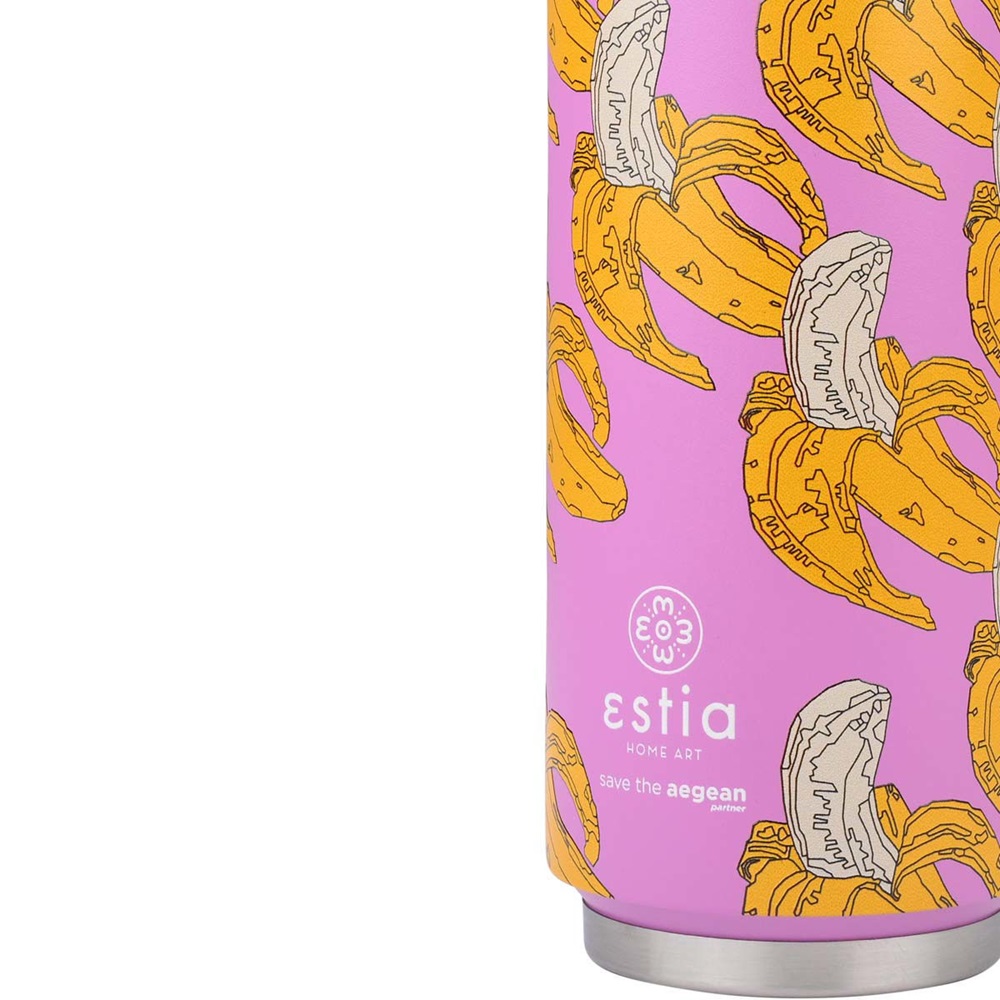 Ποτήρι Ισοθερμικό Banana Swirl Διπλού Τοιχώματος Ανοξείδωτο 18/8 500ml Με Καλαμάκι Save the Aegean εstia Home Art 01-22815 - 3