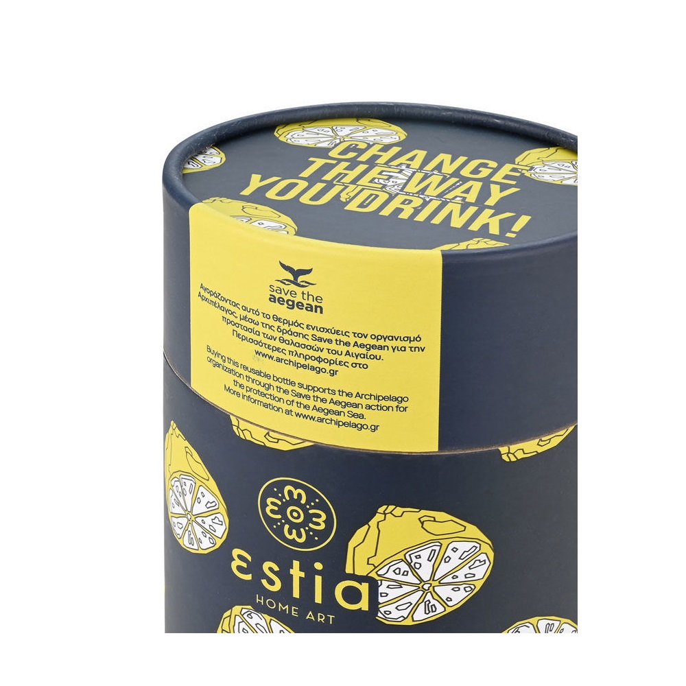 Ποτήρι Ισοθερμικό Citrus Infusion Διπλού Τοιχώματος Ανοξείδωτο 18/8 350ml & Ανοξείδωτο Καλαμάκι & Βουρτσάκι Καθαρισμού Save the Aegean εstia Home Art 01-22952 - 4