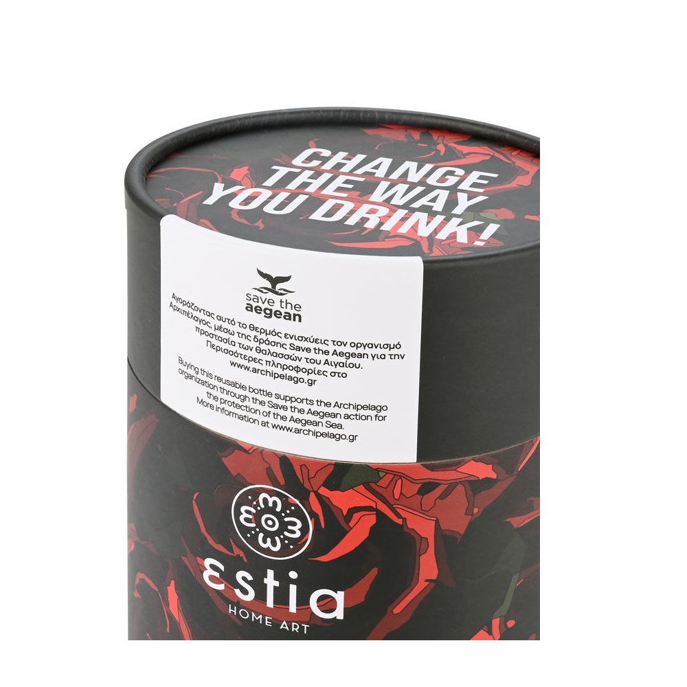 Ποτήρι Ισοθερμικό Twilight Rose Διπλού Τοιχώματος Ανοξείδωτο 18/8 350ml & Ανοξείδωτο Καλαμάκι & Βουρτσάκι Καθαρισμού Save the Aegean εstia Home Art 01-22983 - 4