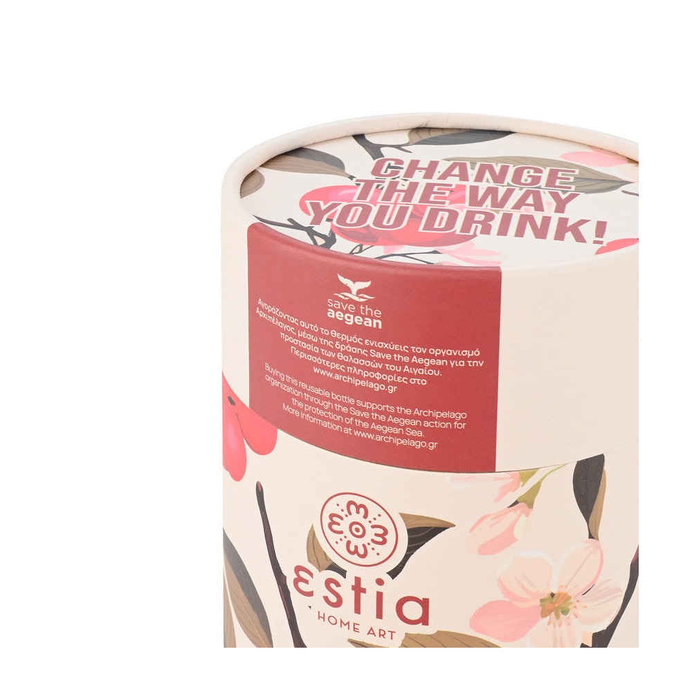 Ποτήρι Ισοθερμικό Sakura Whisper Διπλού Τοιχώματος Ανοξείδωτο 18/8 350ml & Ανοξείδωτο Καλαμάκι & Βουρτσάκι Καθαρισμού Save the Aegean εstia Home Art 01-22990 - 4