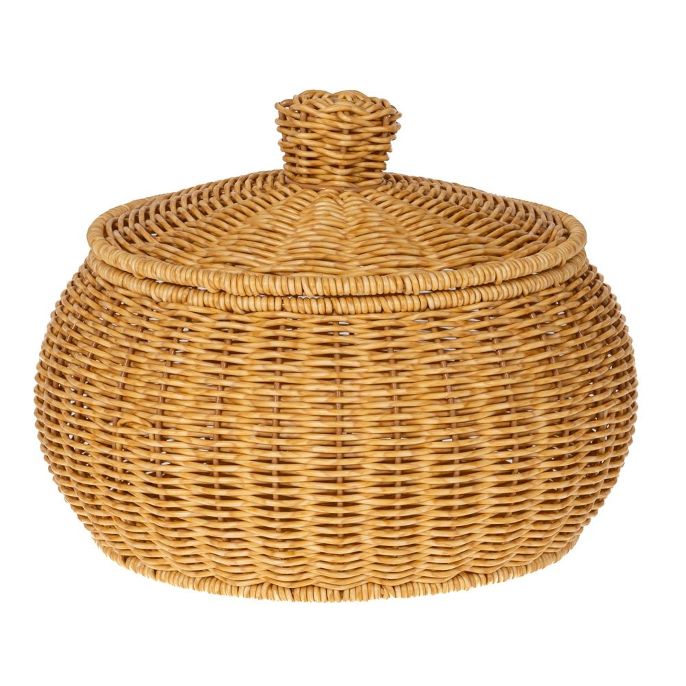 Καλάθι με Καπάκι Κρεμ Rattan Πλαστικό Φ29x21,5εκ iliadis 85957 - 