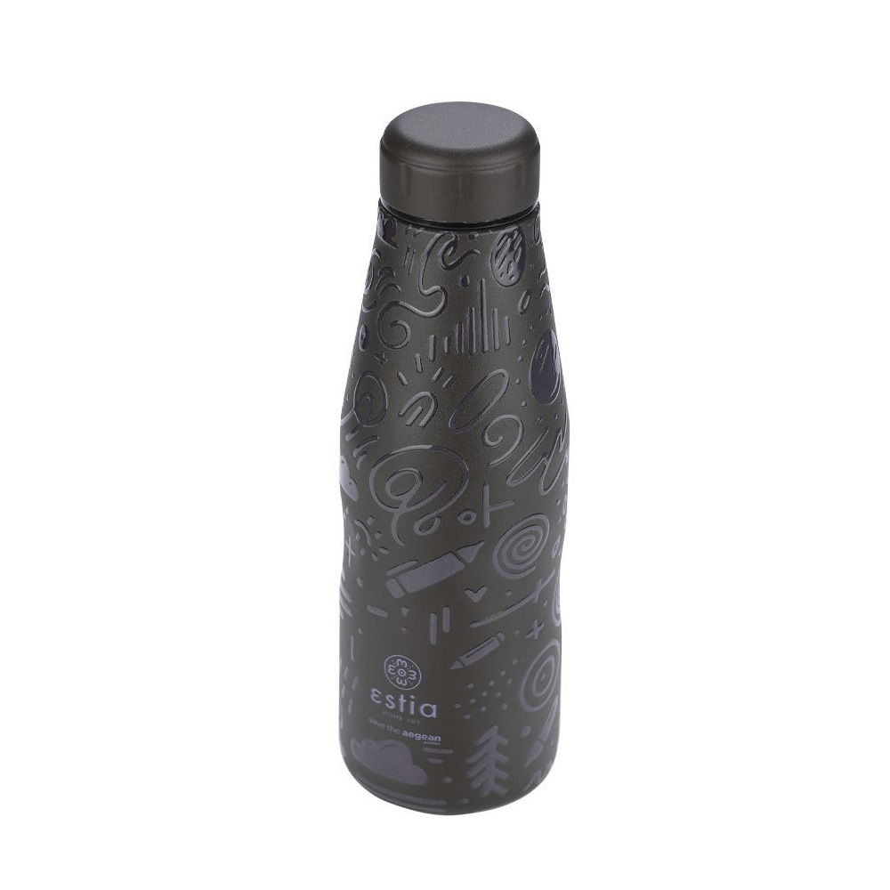 Μπουκάλι Ισοθερμικό Noir Echo Διπλού Τοιχώματος 500ml Ανοξείδωτο 18/8 Save the Aegean εstia Home Art 01-22044 - 2