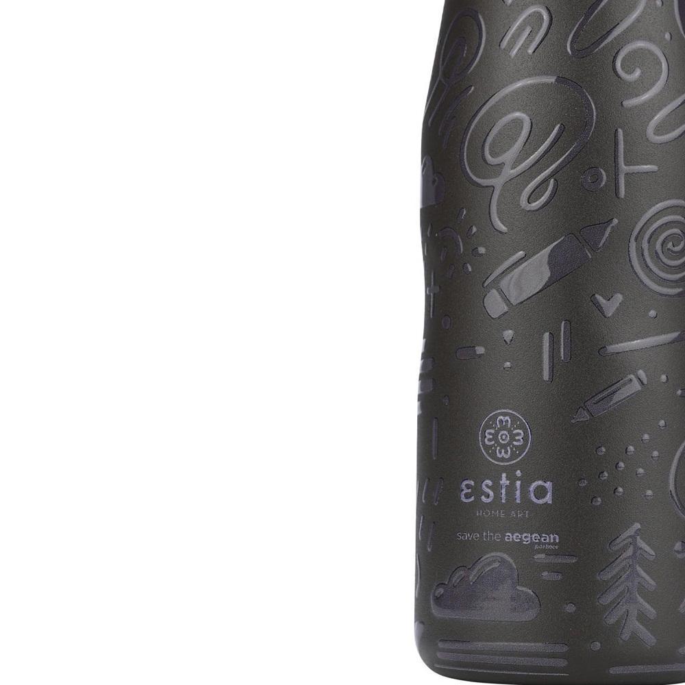 Μπουκάλι Ισοθερμικό Noir Echo Διπλού Τοιχώματος 500ml Ανοξείδωτο 18/8 Save the Aegean εstia Home Art 01-22044 - 3
