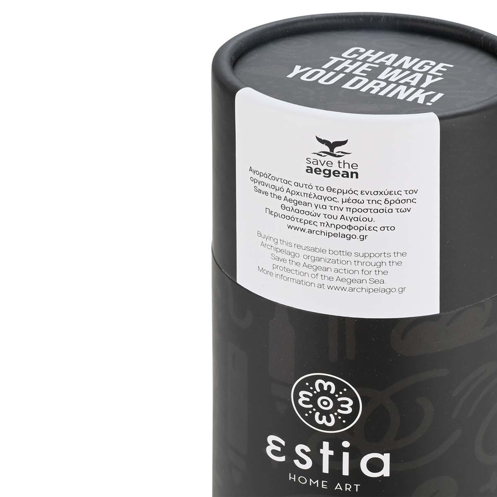 Μπουκάλι Ισοθερμικό Noir Echo Διπλού Τοιχώματος 500ml Ανοξείδωτο 18/8 Save the Aegean εstia Home Art 01-22044 - 5